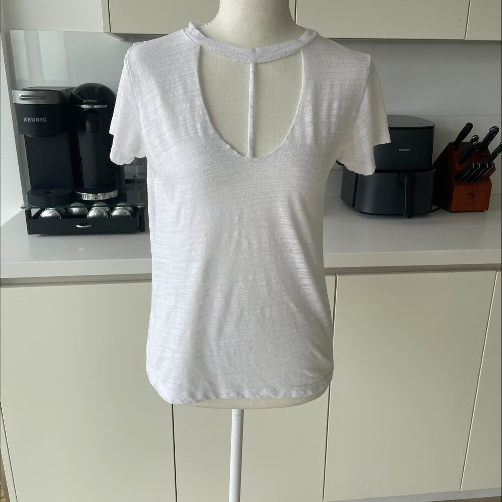 LNA White Cutout Front Tee XS